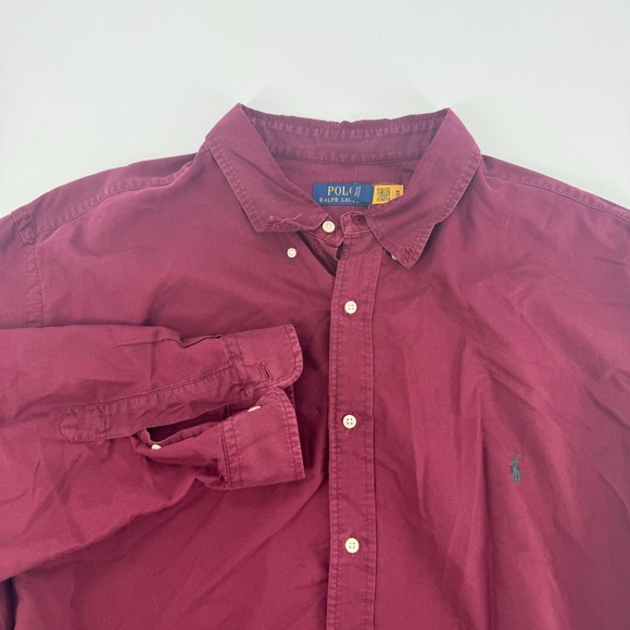 Polo Ralph Lauren Mens Button Down Shirt 3XB Red Long Sleeve Pony Logo - Picture 1 of 4